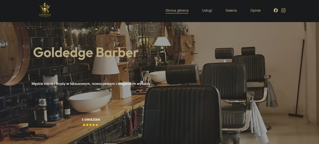 Goldedge Barber – podgląd strony